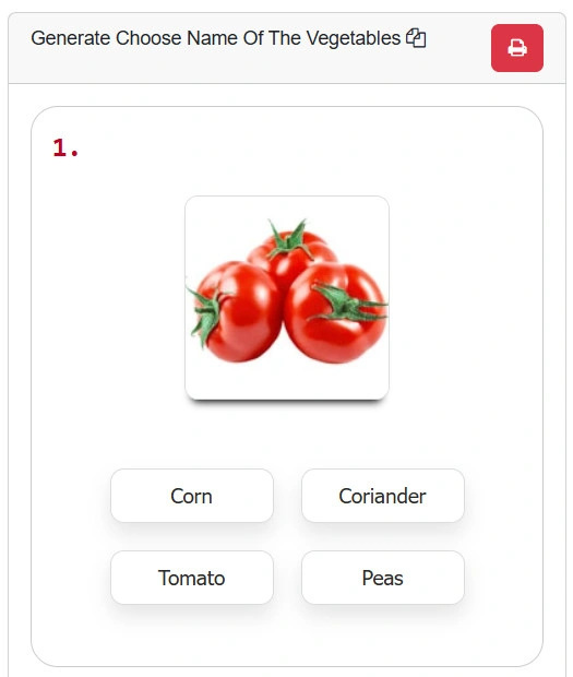 Choose Vegetable Name